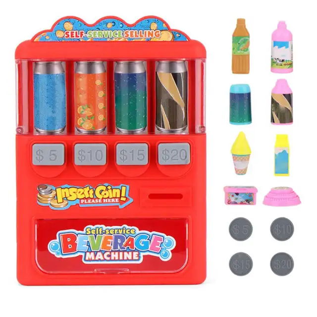 Children's Vending Machine Simulation Mini-coin-operated Beverage Vending Machine Self-service Beverage Funny Pretend Toys 3