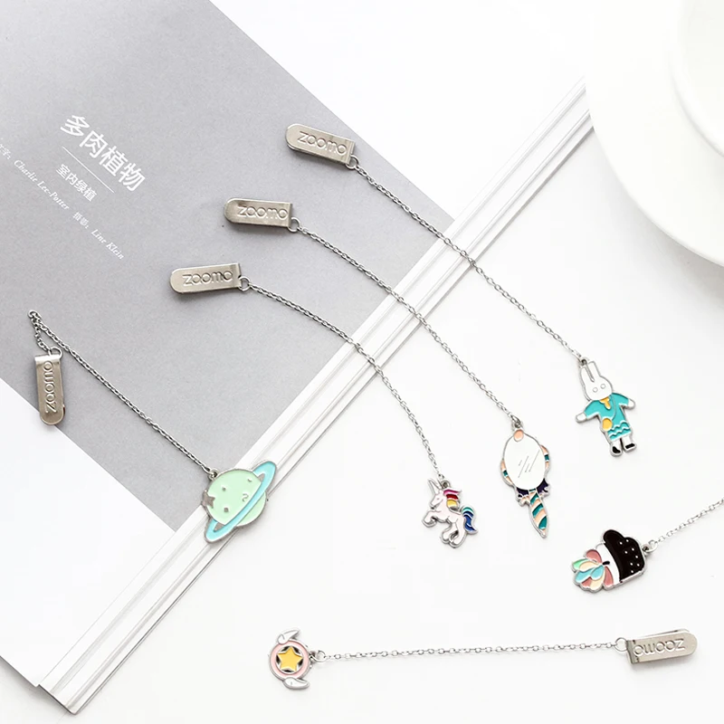 

AngelHere Store 1pcs/lot Creative Bookmark Cartoon Fresh Minimalist Literary Metal Bookmark Stationery Office School Supply