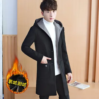 

Trench Coat Men's Korean-style Mid-length Spring and Autumn Woolen Coat Men Woolen Jacket Trend Handsome Winter 2019 New Style