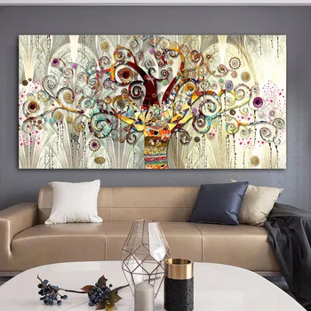 

Tree of Life Canvas Painting Colored Graffiti Gustaf Abstract Wall Art Poster Entrance Bedroom Living Room Decoration Pictures