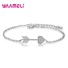Модный, изысканный дизайн, 925 пробы, серебряная стрела, сердце, кубический цирконий, браслет, ювелирные изделия, женские свадебные браслеты, аксессуары