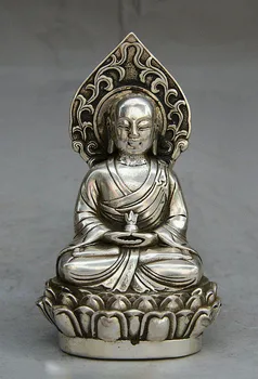 

Tibet Buddhism Temple Silver Ksitigarbha Boddhisattva Netherworld Leader Statue