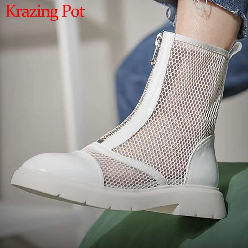 Женские сетчатые ботильоны Krazing Pot Повседневные Классические из коровьей кожи с