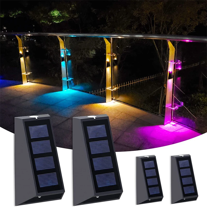 solar porch light Solar Wall Lights Outdoor Fence Lights LED Waterproof Solar Stair Lights Up and Down 7 Color Changing Exterior Patio Lights solar powered string lights