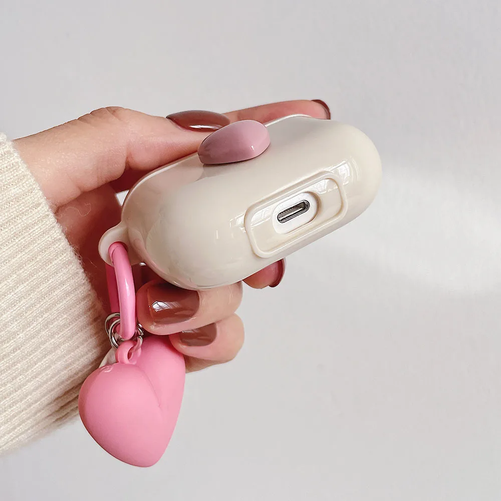 3D Heart Love Cute Silicone Earphone Accessories Case for AirPods Pro 2 3 Air Pods Cover Case Creative Smile Ornament Keyring