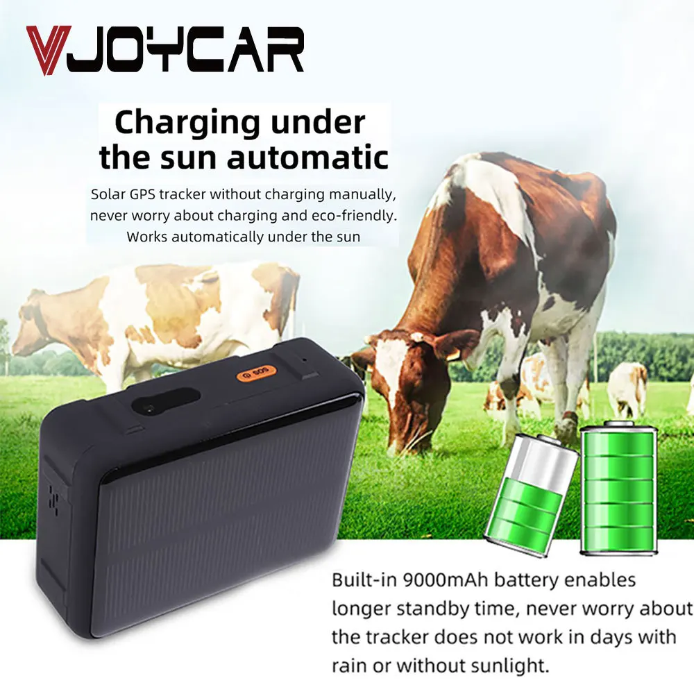 

4G LTE Cow GPS Tracker with Solar Power 9000mAh Long Standby Sheep Camel Horse GPS Tracker Waterproof Realtime Tracking Free APP