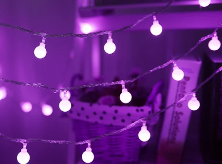 50LED белый шар на солнечных батареях Сказочный светильник-гирлянда, открытый водонепроницаемый светильник для рождественской вечеринки, спальни, сада, свадебного украшения дерева - Испускаемый цвет: purple
