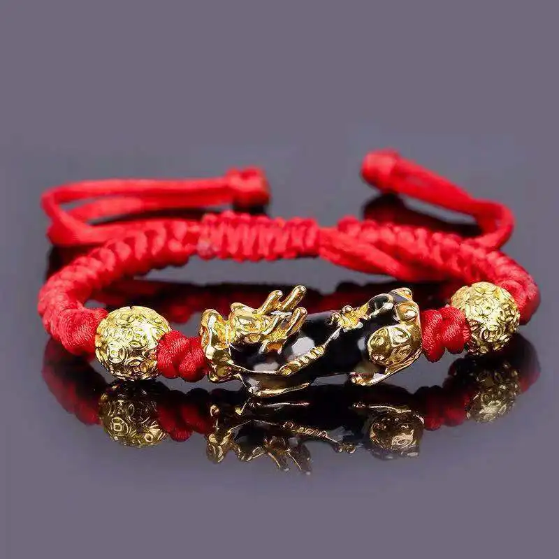 Weave Golden Pixiu Chinese Style Feng Shui Pi Xiu Bracelet Bangle