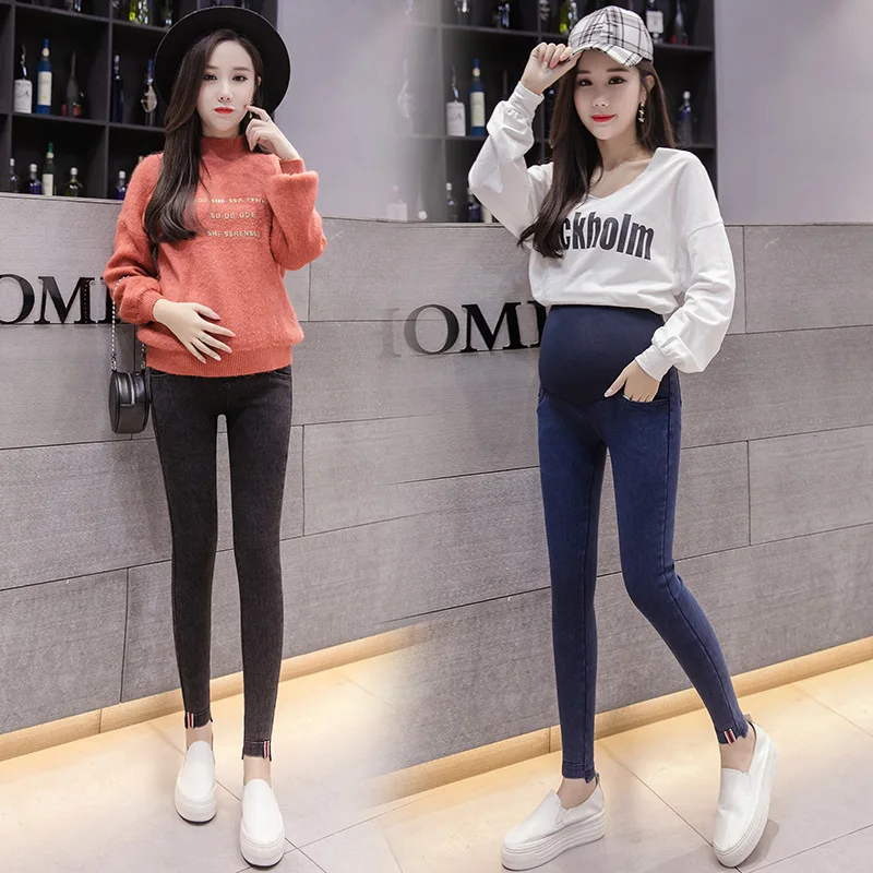

Maternity Clothes 2019 Autumn New Style Korean-style Slim Fit Slimming Skinny Pregnant Women Cowboy Trousers Outer Wear Base Mat