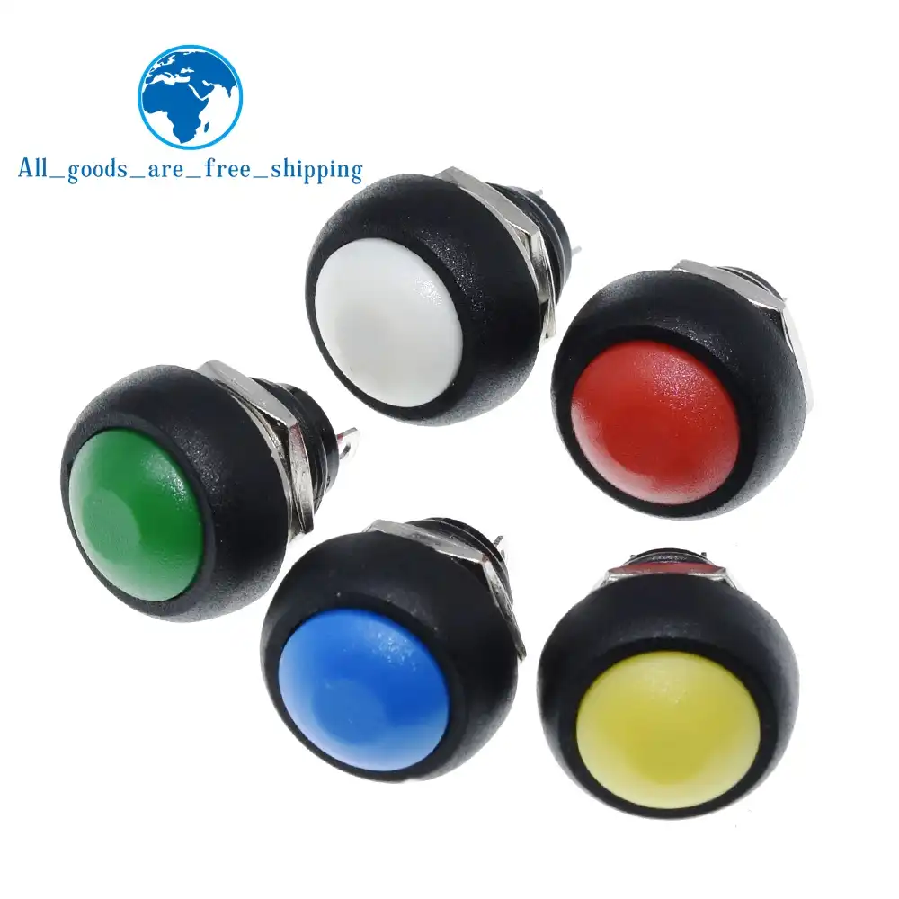 5Pcs Blue 12mm Waterproof Momentary ON//OFF Push Button Mini Round Switch