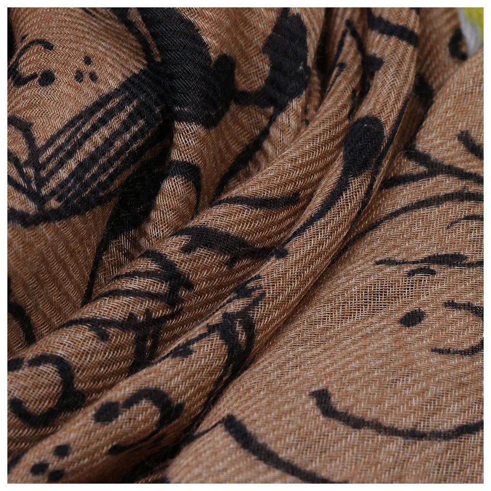 OMEA коричневый мультяшный платок и обертывания женский шелковый шарф-пончо и накидки Женские аксессуары полиэстер Пашмина вечернее платье шифон