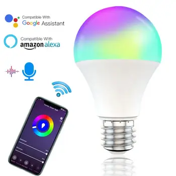 

Voice Control 15W WiFi Smart Light Bulb B22 E27 LED RGB Lamp Work With Alexa/Google Home Dimmable RGB+CCT Smart Bulb Google Home
