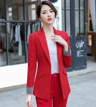 

Small Suit Women 2020 Spring New Slim British Style Red Suit Jacket Female Coat Fashion Leisure Women Blazer Black Clothing