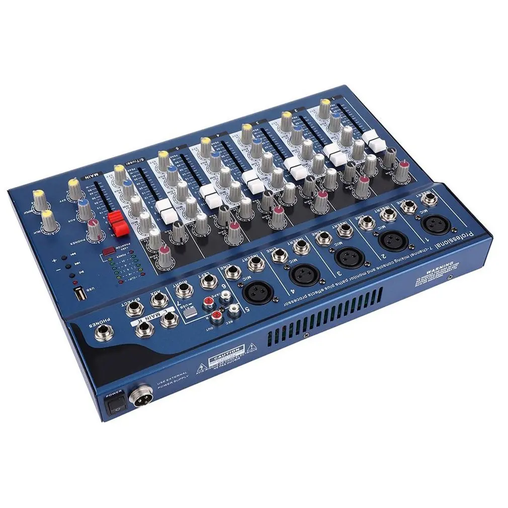 Мини Портативный аудио микшер w/USB DJ звук микшерный пульт MP3 Jack 7 канальный караоке 48 в усилитель для караоке KTV матч Вечерние