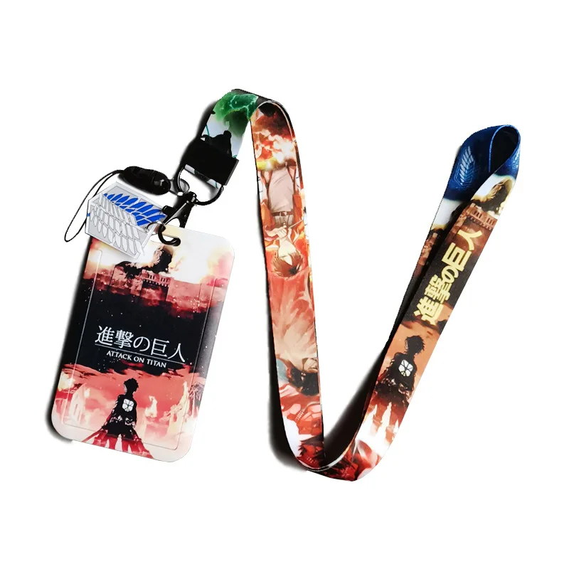 Card holder 1 set Japanese anime card cases lanyard keychains for Attack on Titan