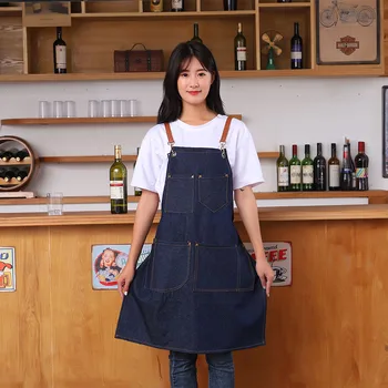 

bbq Grill man Cookware For kitchen European and American denim apron belt strap denim fashion apron for dinner and cooking