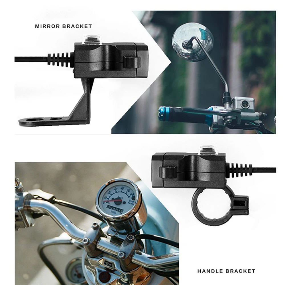 

12V-24V Waterproof Motorcycle Charger Moto Handlebar USB Charging Socket Power Charger Adapter with 120cm Wire Moto Accessories