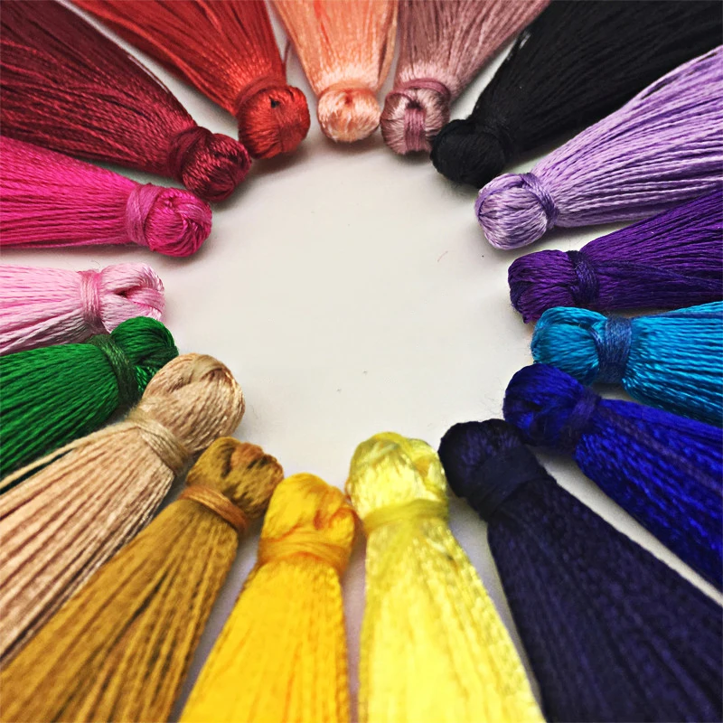 Small Silk Tassel Earrings pendant Charms Crafts Silver End Caps Tassels Brush For DIY Jewelry Making Accessories 5/10Pcs 6cm tassel fringe tassel decoration tassel accessories tassel trim mini tassels silky floss tassels