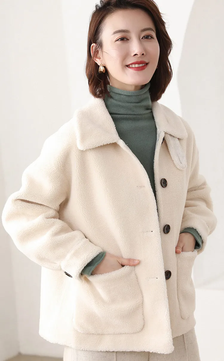 beige Модные кашемировые короткие пальто для женщин, женское флисовое пальто, куртка для девочек, топы зима-осень, шерстяная одежда, весенняя одежда - Цвет: beige