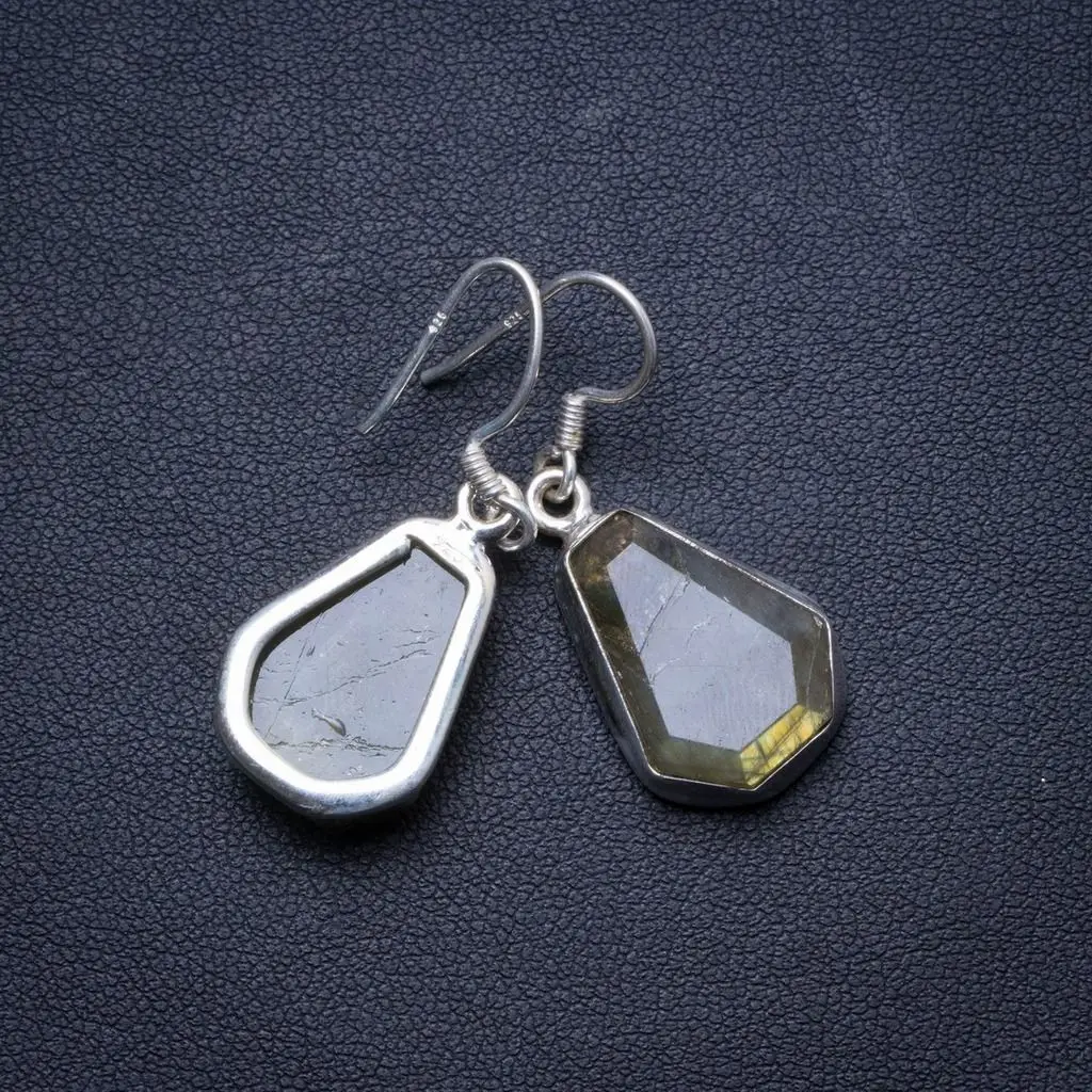 Уникальные серьги ручной работы из натурального Лабрадорита серебро 925 пробы 1