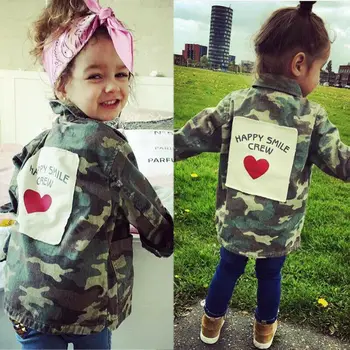 

Toddler Infant Kids Baby Girls Camouflage Long Sleeve Denim Coat Jacket Winter Toddler Thick Outwear Army Green 2019 Fashion