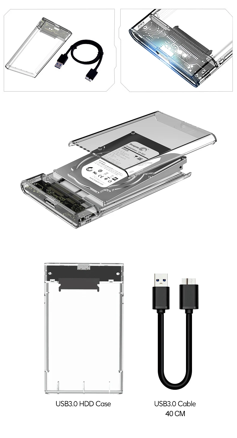 Custodia per HDD adattatore da 2.5 pollici SATA a USB custodia per disco rigido HDD custodia per hdd esterna scatola per HDD 2.5 custodia per SSD SATA USB 3.1 38
