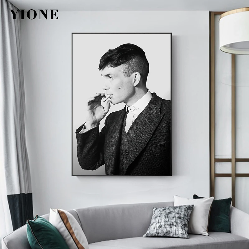 Modern TV Peaky Blinders Poster Custom Black and White Smoking Man