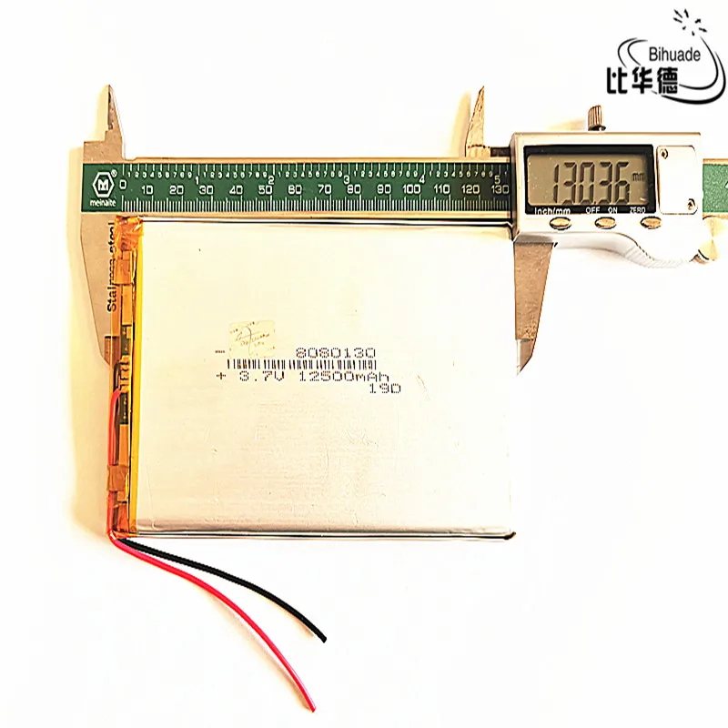 Lithium Ion Battery 3.7V 12500mAh 8080130 Rechargeable Battery cells for Mp3 MP4 MP5 GPS PSP mobile bluetooth