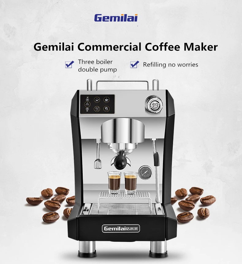 Gemilai CRM3122 semi-automatic coffee machine commercial 15Bar double boiler Italian professional home