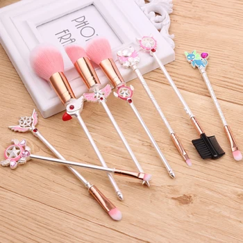 

Hot Magic Girl Cosmetic Brush Makeup Brushes Set 8pcs Tools kit Eye Liner Shader Foundation Powder Natural-Synthetic Pink Hair