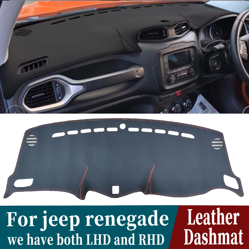 

Leather Dashmat Dashboard Cover Pad Dash Mat Carpet Car-Styling accessories For jeep renegade 2014 2015 2016 2017 2018 2020 2019