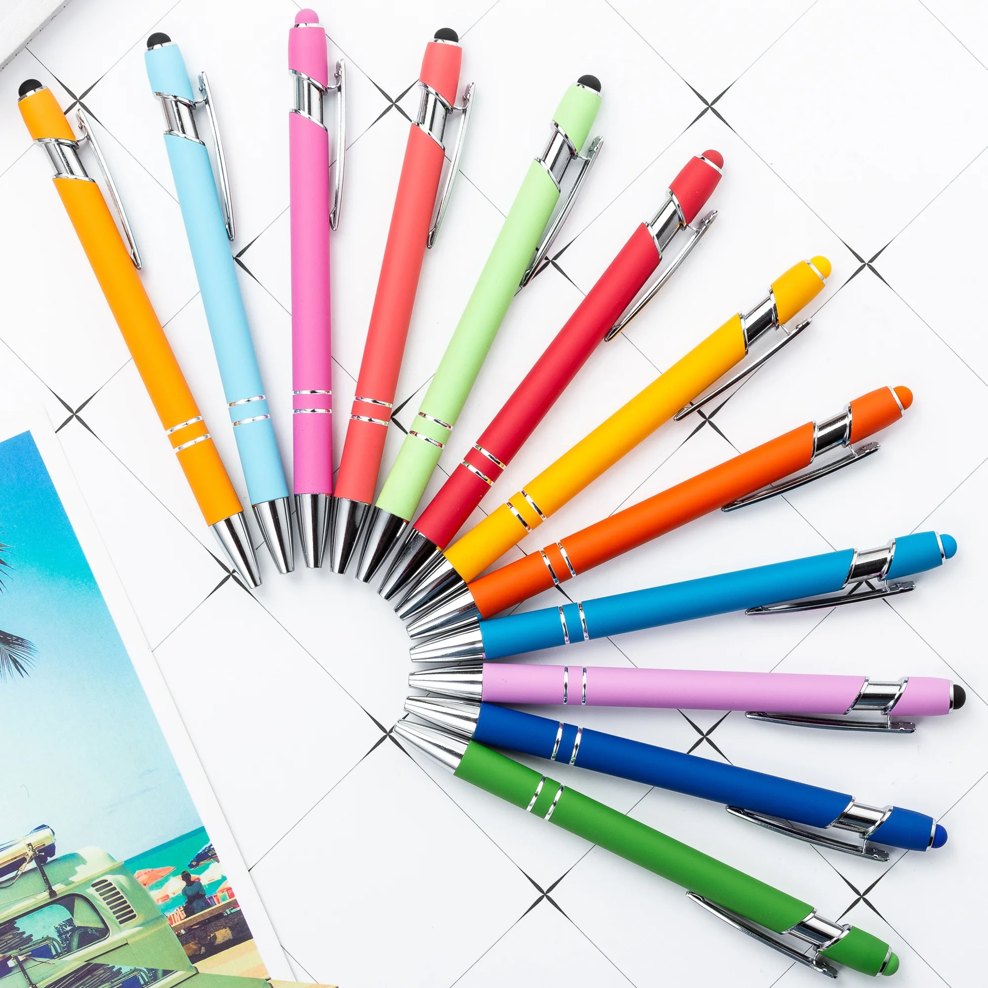 20pcs/lot Customized Matte Ballpoint Pen Creative Stylus Touch