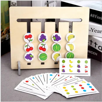 

Wooden Toys Four-Color Fruit Logic Game Shape Match Game Baby Coordination Cognitive Ability Training Board Kid Gifts