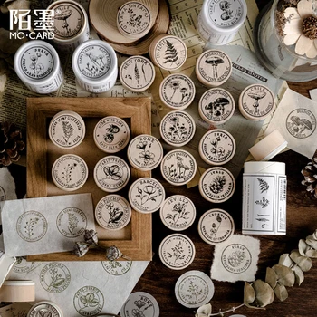 

3 Pcs Vintage Plants Round Postmark Stamp DIY Wooden Rubber Stamps for Scrapbooking Stationery Scrapbooking Standard Stamp