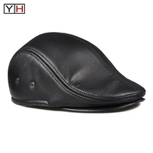 Высокое качество, толстые теплые шапки из натуральной яловой кожи, подарок для папы и мужчины, брендовая модная уличная шапка из натуральной кожи