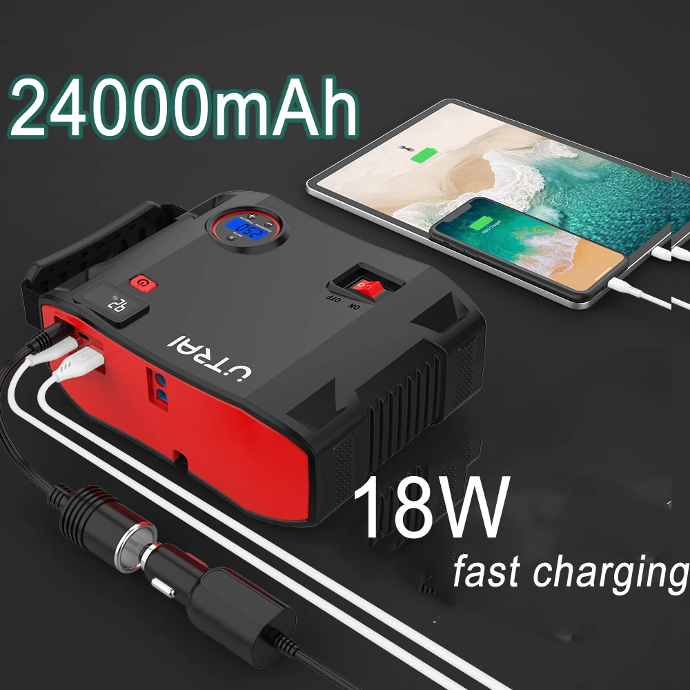UTRAI стартер 4 в 1 воздушный компрессор 2000A 24000mAh Power Bank 12V цифровой шинный насос 150PSI