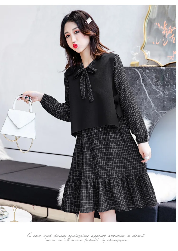 Fashion Womens Breastfeeding Dresses Autumn Winter Maternity Pregnant Nursing Dress 2 Pcs Long Sleeve Ruffles Pregnancy Clothes (7)
