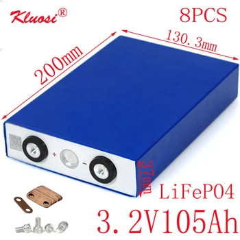 

KLUOSI 8PCS LiFePO4 Battery 3.2V105Ah 8S/24V Battery Pack FOR Solar Energy Storage Inverter EV Marine RV Golf US/EU TAX FREE