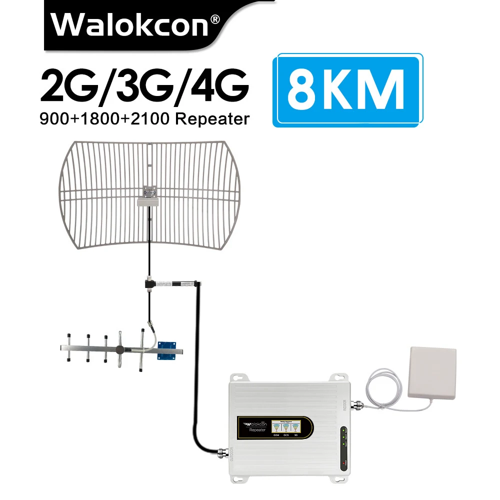 8 Km Signal Base Station 2g 3g 4g GSM Repeater 900 1800 2100 Mhz Booster B8 B3 B1 UMTS 4G LTE Amplifier FOR Villa | Мобильные