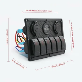 

Accessories Rocker Switch Panel Car Marine 6 Gang ABS Orange LED Indicator