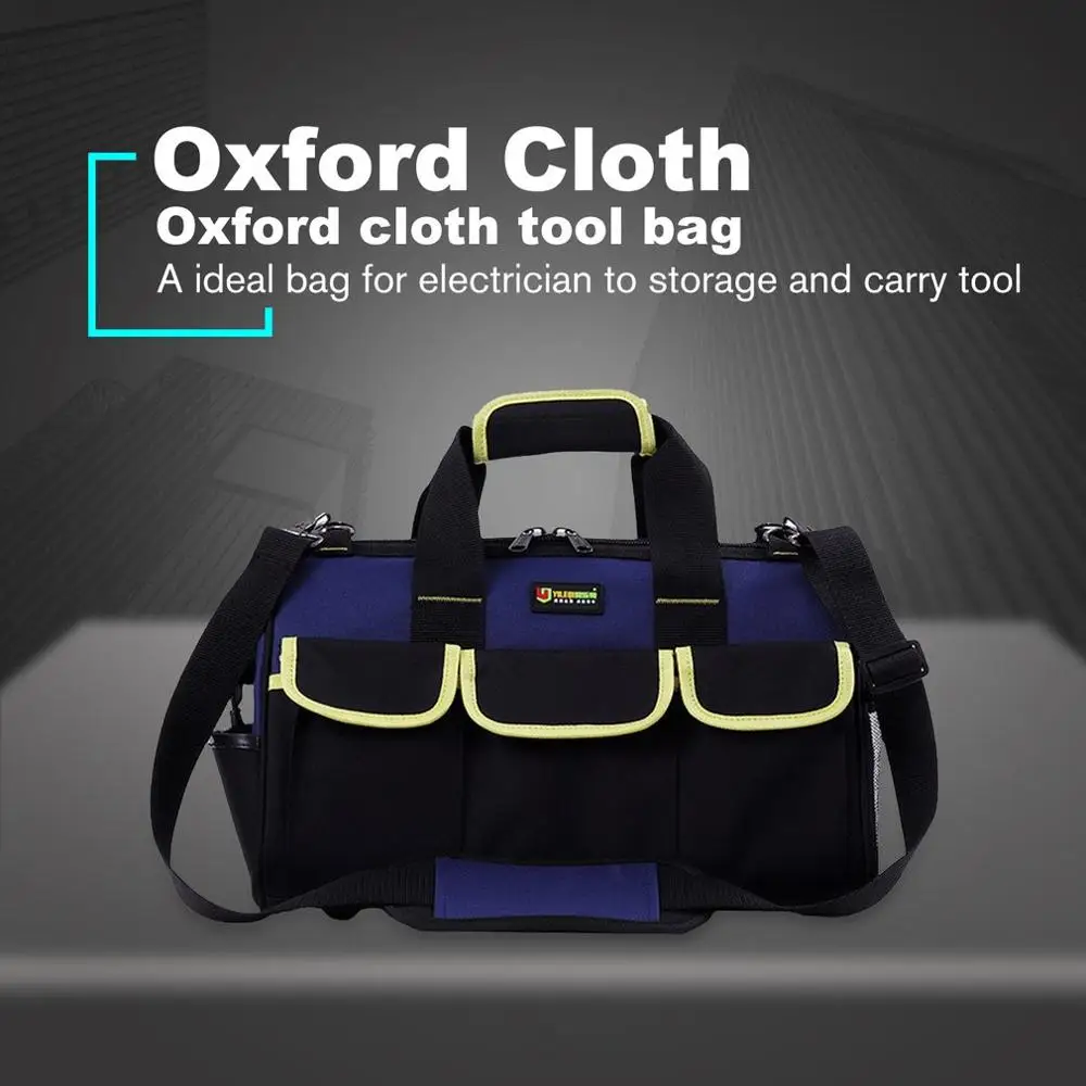 

14/16/20 inch Large Capacity Tool Bag Waterproof Electrician Bag Plastic Bottom Men's Oblique Bag Tool Handbag