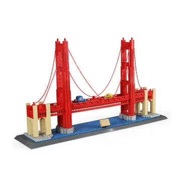 

WANGE NEW 6210 1977Pcs Street View Series Golden Gate Bridge Model Building Blocks set Bricks Children For Toys Gifts