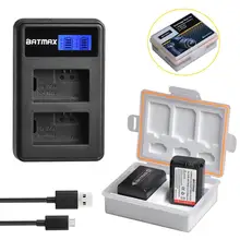 Batería de cámara NP-FW50 NP FW50, cargador Dual LCD USB y caja de almacenamiento para Sony Alpha a6500, a6300, a6000, a5000, a3000, NEX-3, a7R, 2 uds.