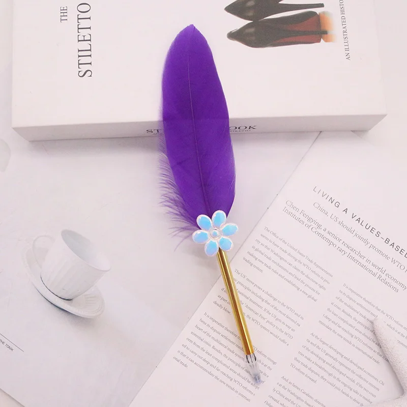 Flower Purple Горячая многоцветная кисть перо гелевая ручка подарок на День учителя металл простое качество студенческие канцелярские принадлежности подарок на праздник - Цвет: Flower Purple