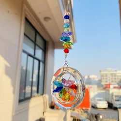Chakra Rainbow Window Sun Catcher Crystal Prisms Flower of Life Garland Hanging Crystal Decorations Pendant Home Wedding Decor