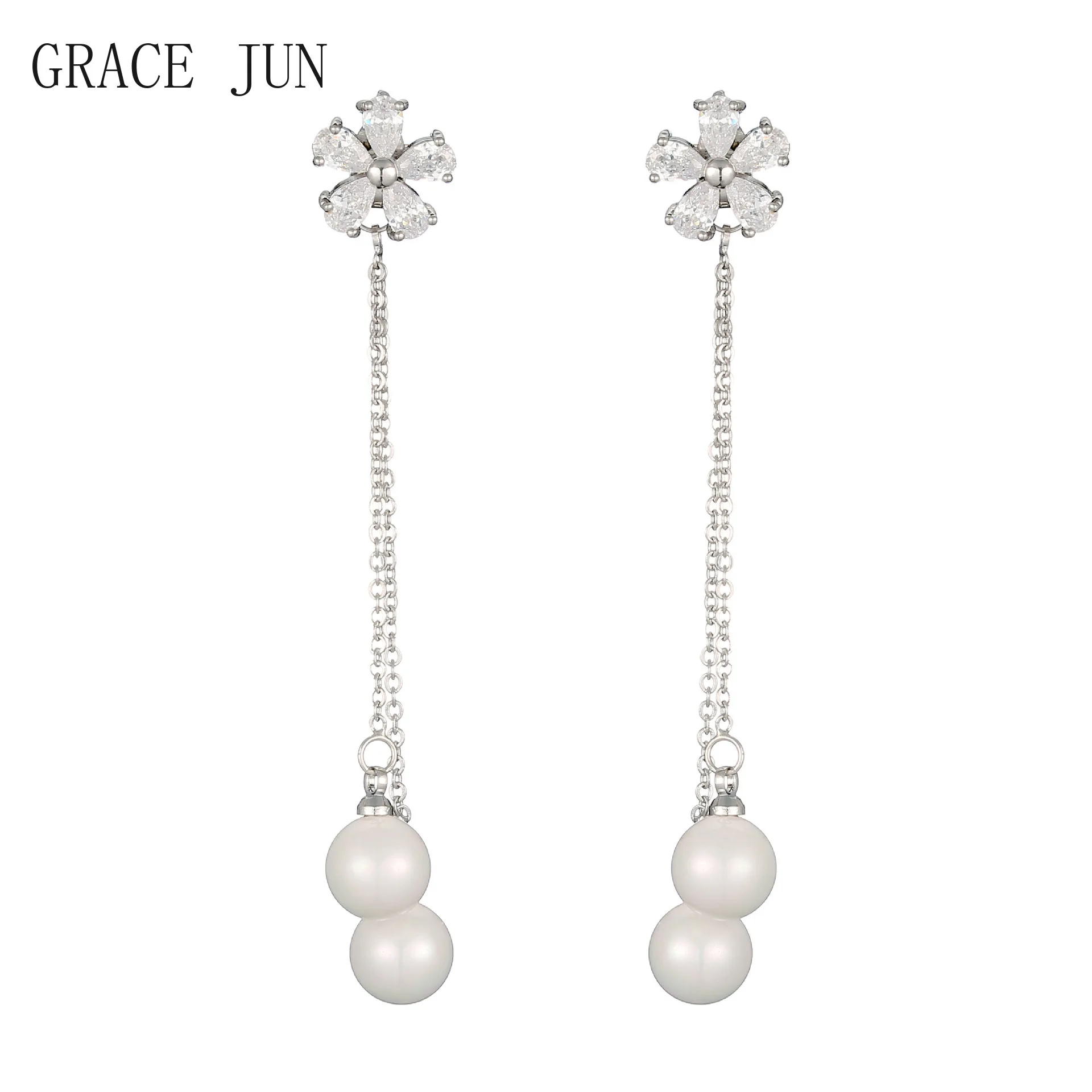 

GRACE JUN модные темпераментные Висячие серьги для женщин вечерние ринку свадьбу клипсы на серьги не проколотые серьги клипсы ювелирные изделия