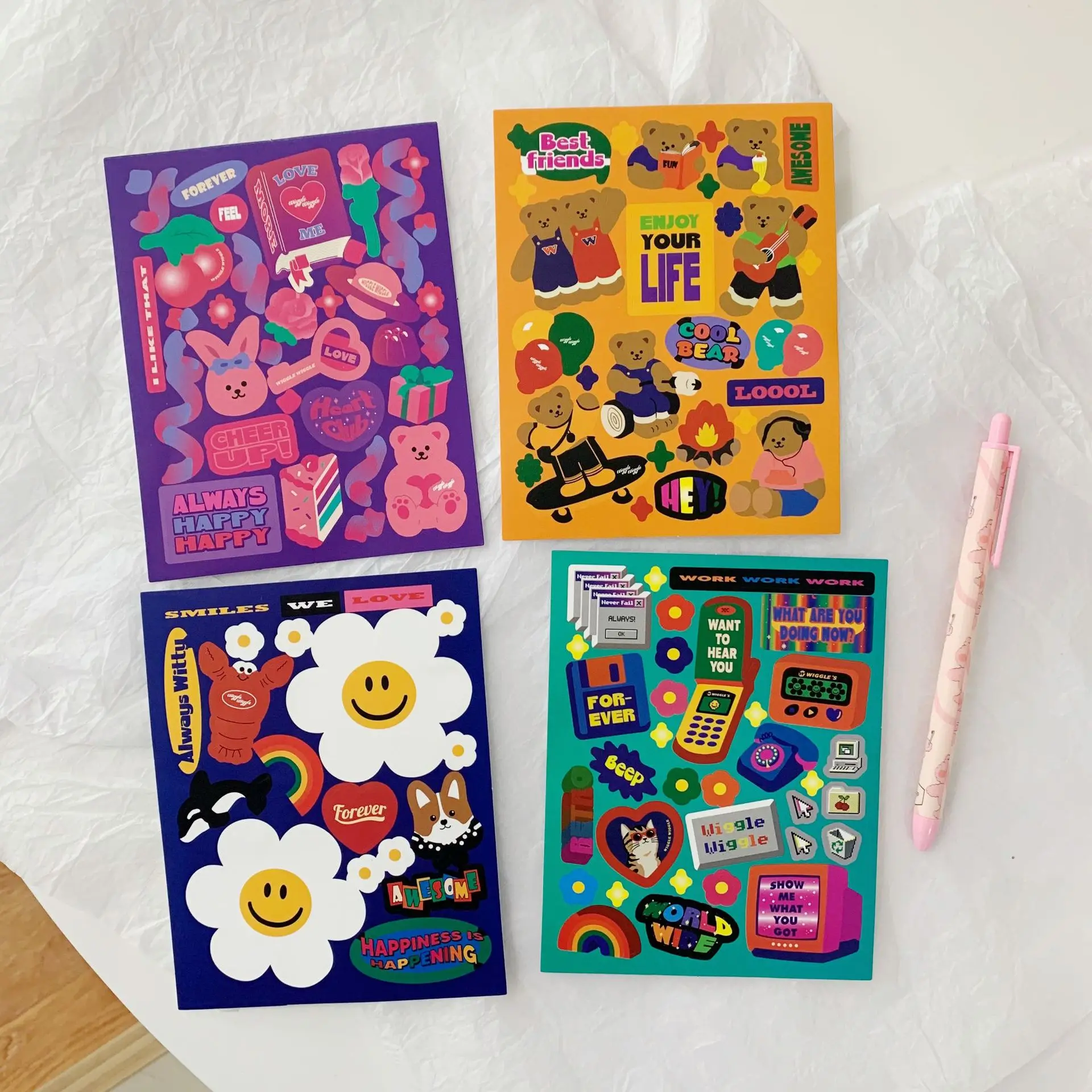 

Korean Cartoon Retro Cute Stickers Waterproof Labels Post It Mobile Phone Tablet PC Creative Diy Decorative Sticker Stationery