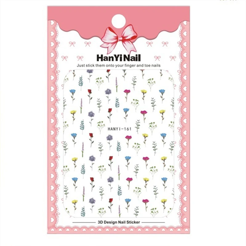 Nusx 1pcs New Nail Stickers Green Leaf Flowers Feather Water Decals Nail Art Decorations Wraps Sliders 3