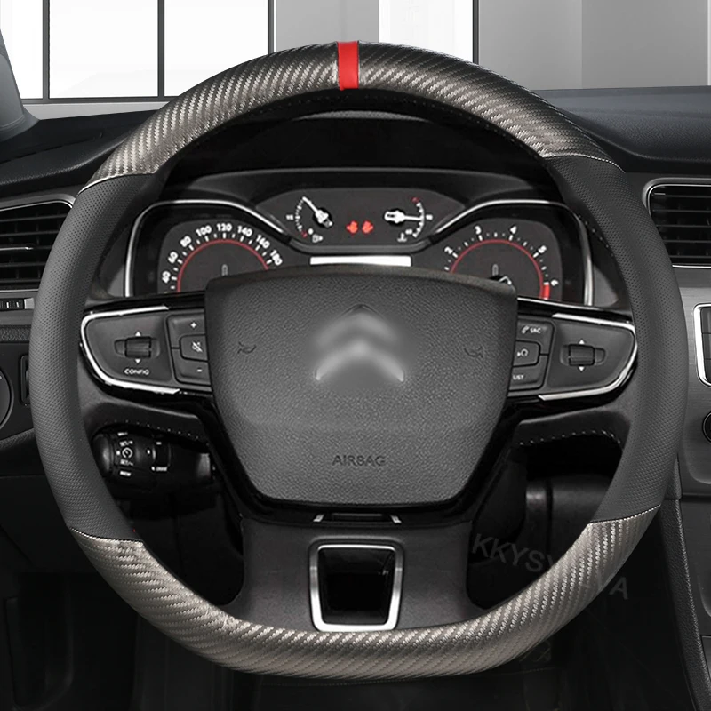 Copertura Del Volante Dell'Automobile Di Forma Della Fibra Del Carbonio D Per Citroen C3-Xr C4 Sega C4L Elysee Ds3 Ds4 Ds5 Cubre Volante Accessori Aut