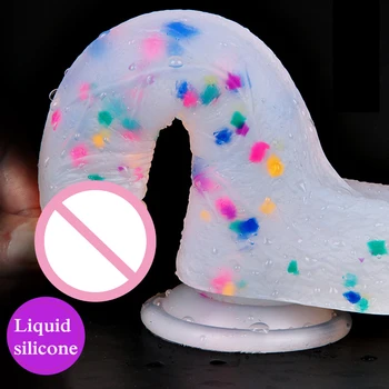 New Jelly Rainbow Strapon Dildo Suction Cup Realistic Penis Dick Female Masturbation Dildo Anal Plug Lesbian Sex Toys For Women 2